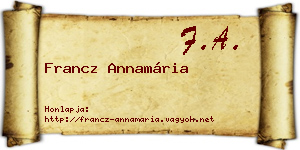 Francz Annamária névjegykártya